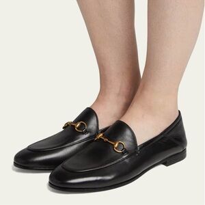 GUCCI Brixton Leather Horsebit Loafers Sz 35.5 In Black